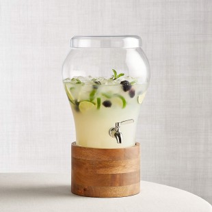 American Atelier Madera 3 Gallon Glass Beverage Dispenser with Wood Base by Jay Companies