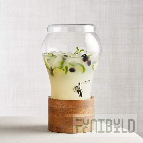 American Atelier Madera 3 Gallon Glass Beverage Dispenser with Wood Base by Jay Companies