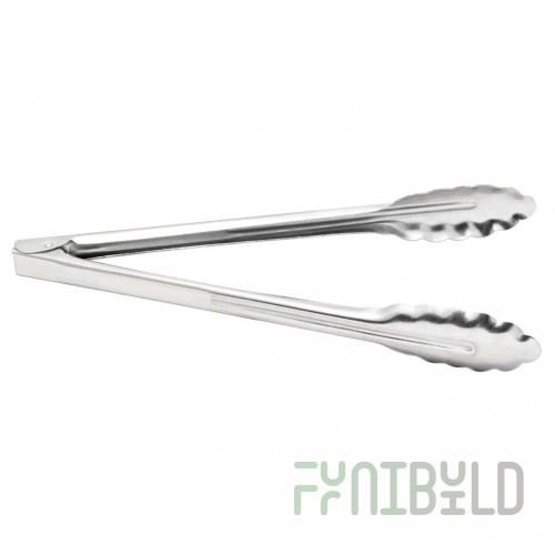 Browne Foodservice 4512 12 Inch Utility Tongs Coil Spring Operated Stainless Steel
