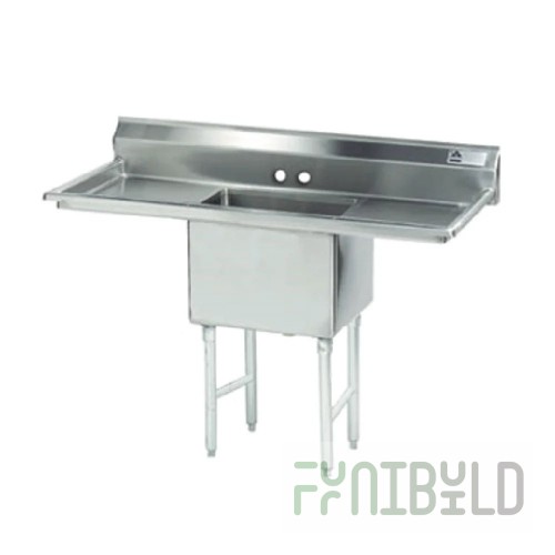 Advance Tabco FC-1-1824-24RL-X 66 Inch Fabricated Sink With 24 Inch Drainboards Stainless Steel