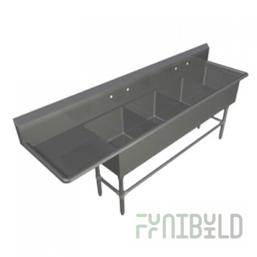 John Boos 1PB204-1D18L 42-3/16 Inch Sink One Compartment with Drainboard Stainless Steel