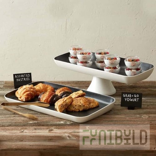 American Metalcraft LFTPB24 24 Inch Platter Rectangular Melamine White Black Speckles