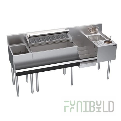 Krowne KR24-MX68A-10 68 Inch Underbar Ice Bin Cocktail Station with Cold Plate