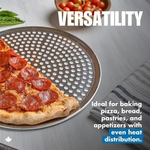 AllPoints 31998 16 Inch Diameter Perforated Pizza Pan Aluminum with Crust Crisping
