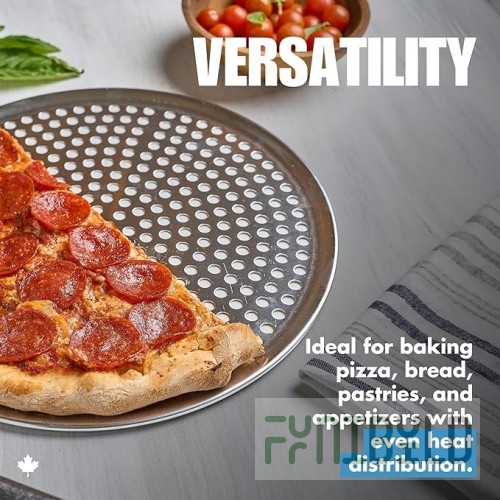 AllPoints 31998 16 Inch Diameter Perforated Pizza Pan Aluminum with Crust Crisping