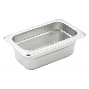 Winco SPJH-902 6-3/4 Inch Steam Table Pan 1/9 Size Anti-Jamming Stainless Steel