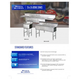 Blue Air BS3-24-14/2D Sink 3-compartments 24