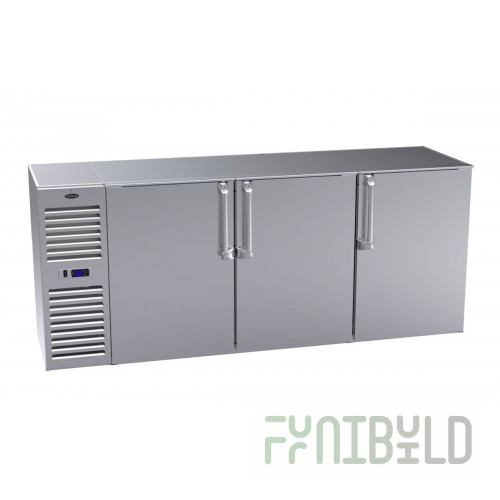 Krowne BS84 84 Inch Three-section Refrigerated Back Bar Cabinet with Lockable Doors