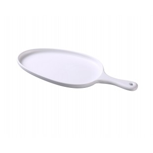 Yanco MO-809 15-1/2 Inch Width Organic Shaped Plate with Handle White Melamine