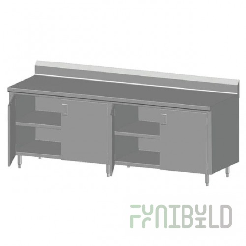 SPG International 8CBT-30BD Universal Stainless Work Table Cabinet Base With Sliding Doors 96