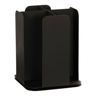 Cal-Mil Onyx Black Powder-Coated Metal 4-Section Revolving Countertop Soup Cup / Lid Organizer 23845-13
