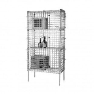 1880 Hospitality FMSEC18604 60 Inch Mobile Security Cage with 4 Shelves and Chrome Finish