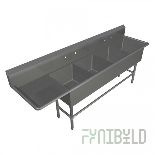 John Boos 41PB3024-1D30L 64 Inch Pro-Bowl Sink with Left Drainboard
