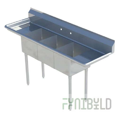 Sapphire Manufacturing SMS-3-1014D Sink 3-compartment 60