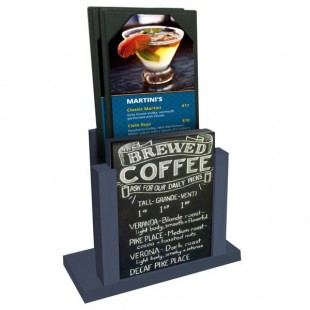 Menu Solutions WDMH-CHALK Denim Wood Menu Holder with 4