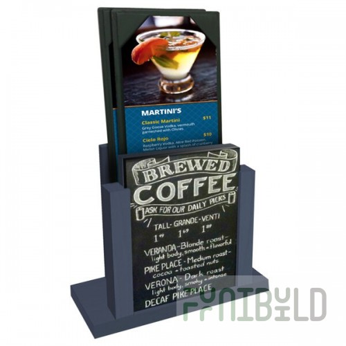 Menu Solutions WDMH-CHALK Denim Wood Menu Holder with 4