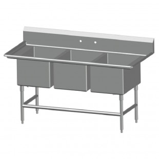 SPG International 3N1618-RD18 Universal Stainless Sink Three Compartment 18