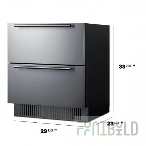 Summit SPR3032D 30 Inch All-refrigerator 5.42 cu ft capacity 2 Drawer Stainless Steel Black Cabinet