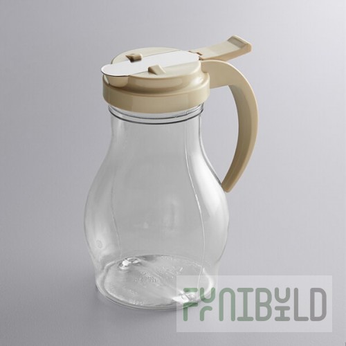 Vollrath 1414-18 Dripcut® 16 oz. Clear Polycarbonate Teardrop Syrup Server with Almond Top