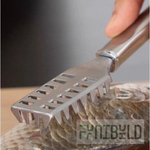 Alfa FSH-S 5 Inch Blade Stainless Steel Fish Scaler with 2 Packs