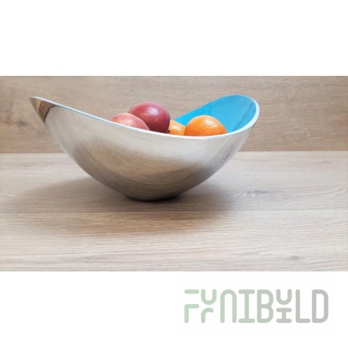 GET Enterprises FO002PC 67-1/2 Oz Oval Fruit Bowl 25 Inch Aluminum Pacific Blue