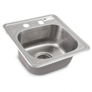 John Boos PB-DISINK151506 15 Inch Drop-In Sink Stainless Steel with Basket Drain