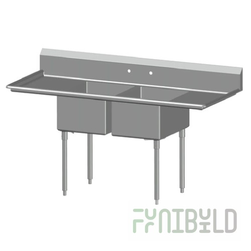 SPG International 3N1824-LD24 Universal Stainless Sink Three Compartment 24