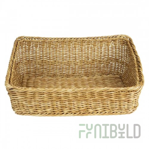 BauscherHepp 937950 9-1/10 Inch Rectangular Plastic Basket Light Brown