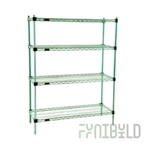 Eagle F2QA2-74-1836Z 36 Inch 4-Tier Zinc Wire Shelving Unit with Quad-Adjust