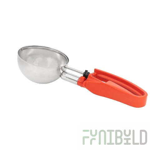 Vollrath 47388 8 Oz Disher Squeeze Handle Stainless Steel Orange Handle
