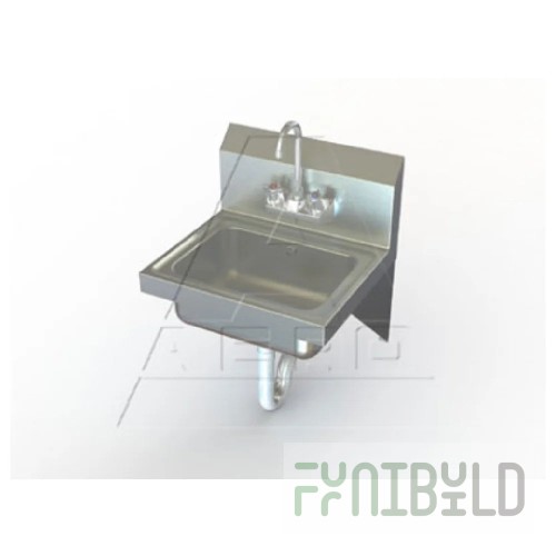 AERO Manufacturing HSB Hand Sink 14 Inch Stainless Steel Wall Mount with Pedestal