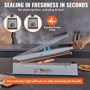 Thunder Group IRTISH100 4 Inch Bag Sealer Manual Adjustable Temperature Cast Iron