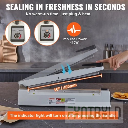 Thunder Group IRTISH100 4 Inch Bag Sealer Manual Adjustable Temperature Cast Iron