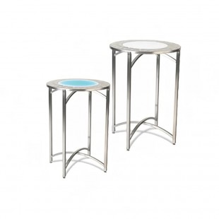 Forbes Industries 7033TG-36 30 Inch Round Collapsible Table Stainless Steel Glass Top Forbes Industries 7033TG-36 30 Inch Round Collapsible Table Stainless Steel Glass Top