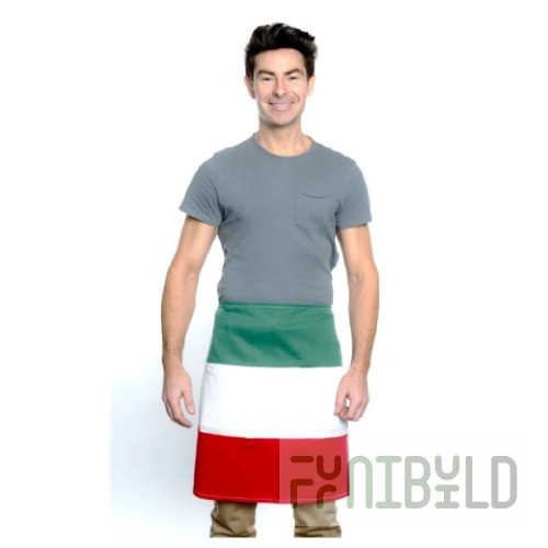Chef Approved 167WAITALIAN 20 Inch Waist Apron with Italian Flag Pattern