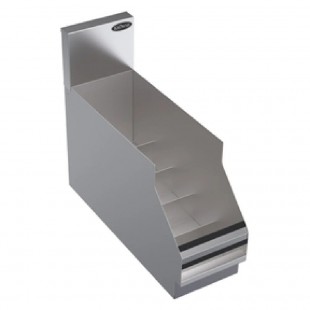 Krowne KR24-ML8 8 Inch Freestanding Underbar Bottle Storage Display Unit Stainless Steel with Guard Rails