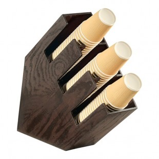Cal-Mil Heritage Dark-Stained Oak Wood 4-Section Revolving Countertop Cup / Lid Organizer 378-112