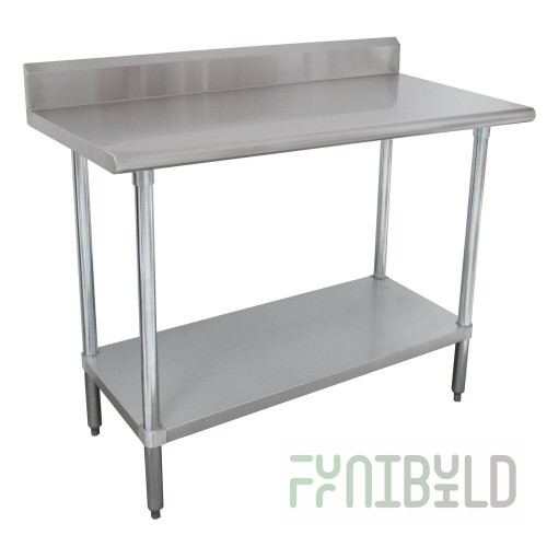 Advance Tabco KMSLAG-307-X 84 Inch Stainless Steel Work Table with Backsplash