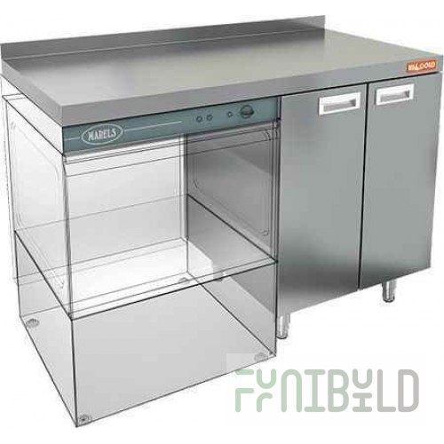 Table with a wing for dishwasher Hicold NBMSZKP-12/7BL (1200x700x850mm, with a wing for dishwasher on the left)