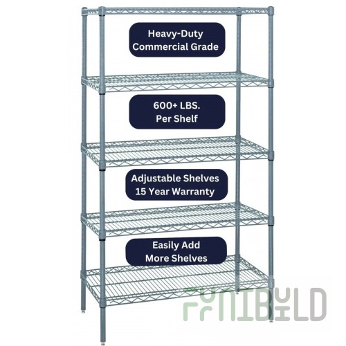 Eagle 1836E63 36 Inch 4-tier Wire Shelving Unit with Epoxy Coated Finish