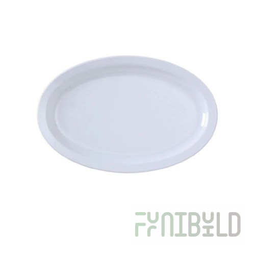 Yanco NS-512W 12 Inch Melamine Platter Narrow Rim White Heavyweight