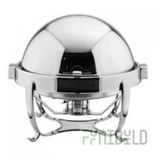 WNK from Steelite International 6.75 Qt. 2/3 Size Round Stainless Steel Stackable Traditional Roll Top Chafer 5370S531