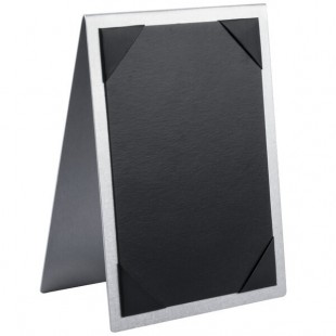 Menu Solutions MTDBL-58 Alumitique Two View Swirl Aluminum Menu Tent with Picture Corners - 5 1/2