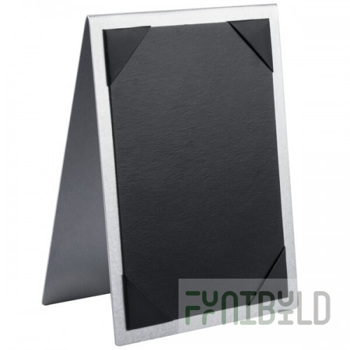 Menu Solutions MTDBL-58 Alumitique Two View Swirl Aluminum Menu Tent with Picture Corners - 5 1/2