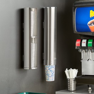 Modular 1003721 Pull-Type Stainless Steel Wall Mount Cup Dispenser for Medium / Large Cups