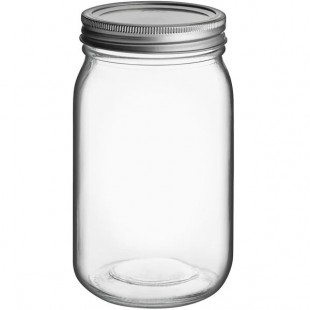 Choice 32 oz. Quart Wide Mouth Glass Canning / Mason Jar with Silver Metal Lid and Band - 12/Case