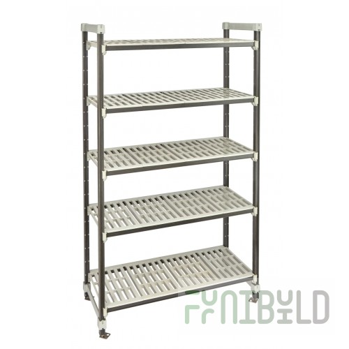 Cambro EXU185464V4480 54 Inch 4 Tier Stationary Shelving Unit with Antimicrobial Gray