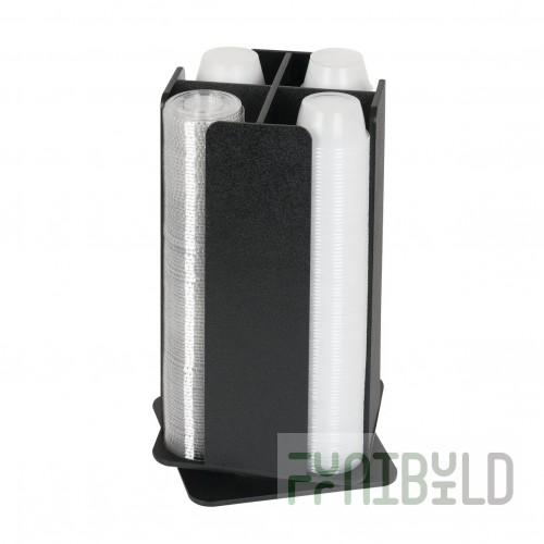 Dispense Rite RCLO-SM-4BT 7 Inch Black Portion Cup and Lid Organizer Polystyrene