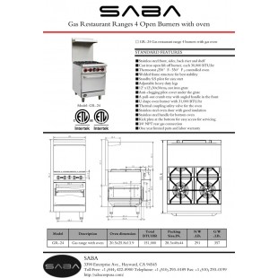SABA GR-24 Restaurant Range Gas 24