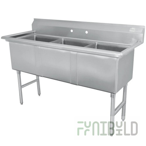 Advance Tabco FC-3-1818-24R 80 Inch Sink 3 Compartment with 24 Inch Right Drainboard Stainless Steel